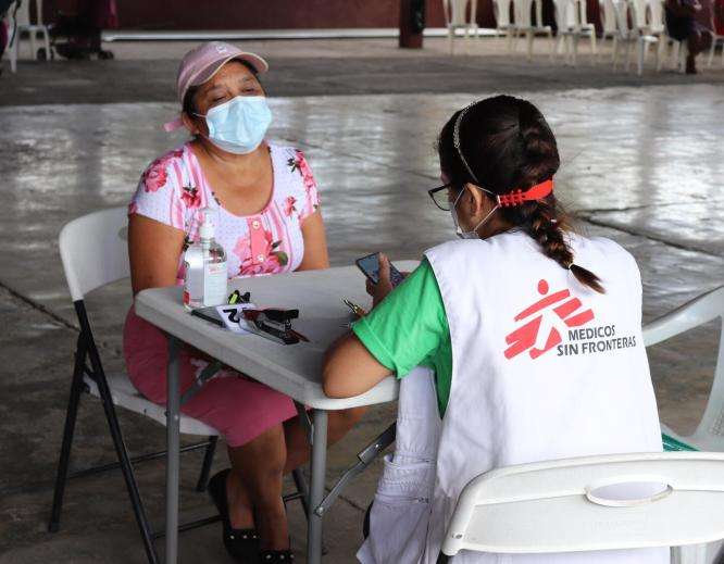 MSF staff meet a patient with chronic kidney disease in Guatemala
