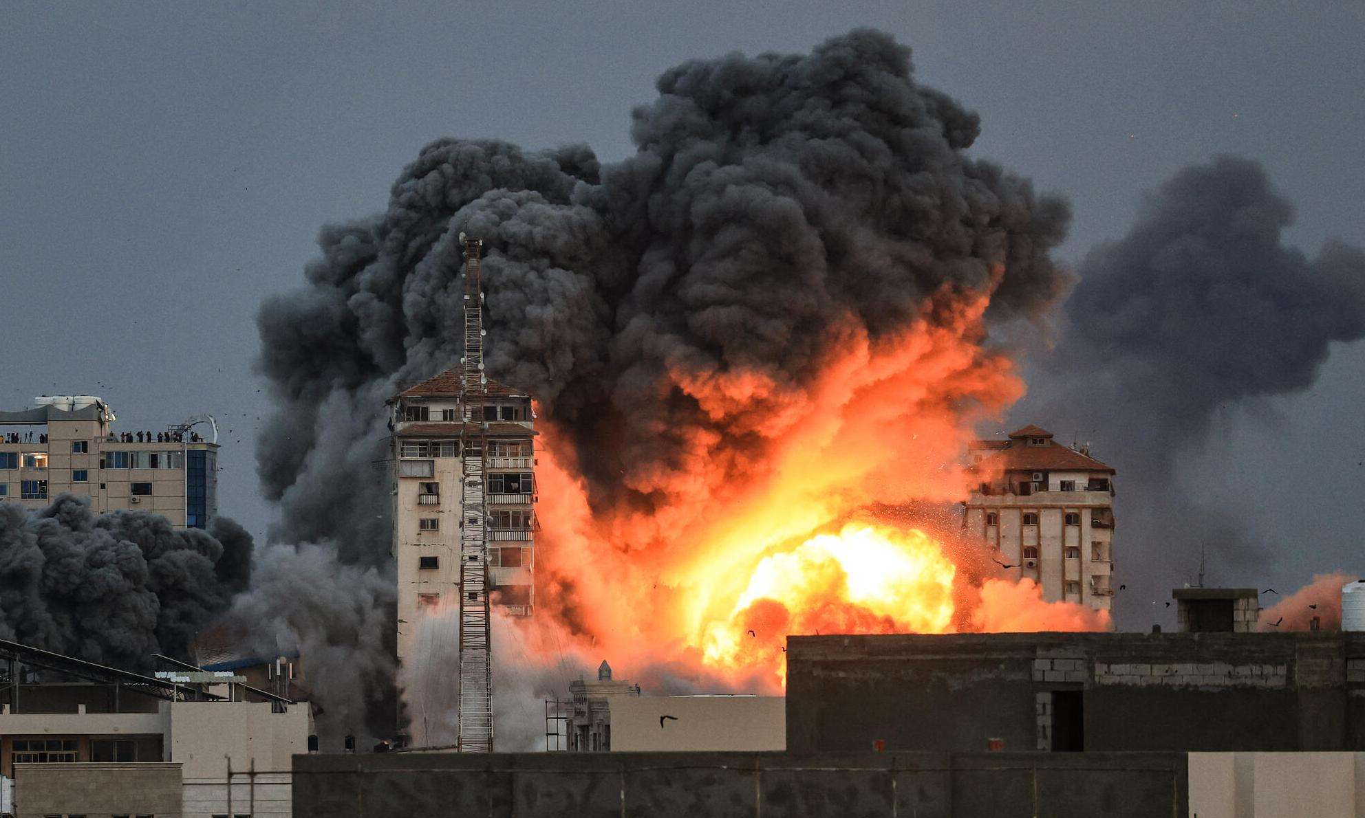 Flames and smoke from an explosion in Israel's attack on Gaza.