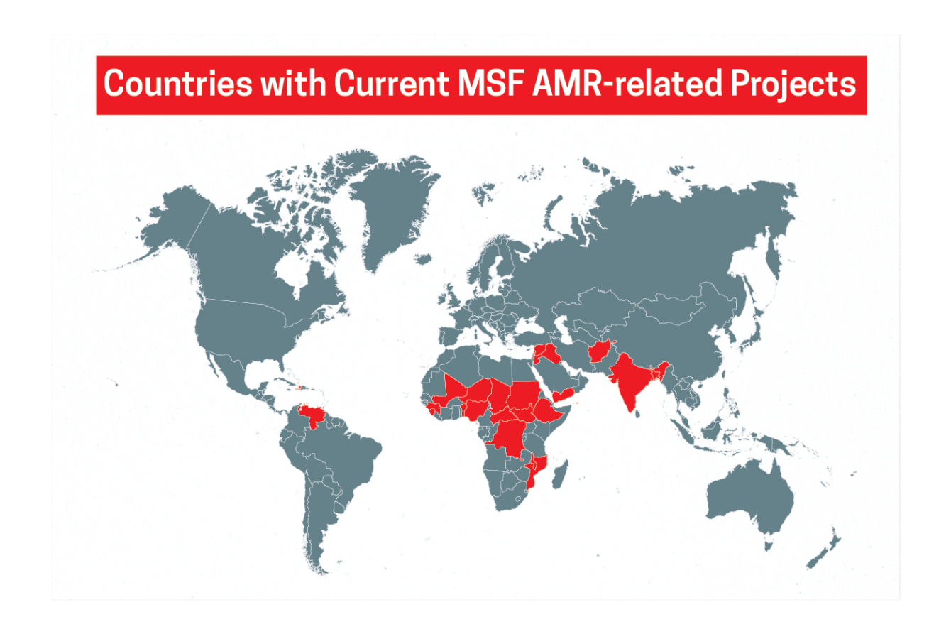 Map of MSF AMR-related projects around the world.