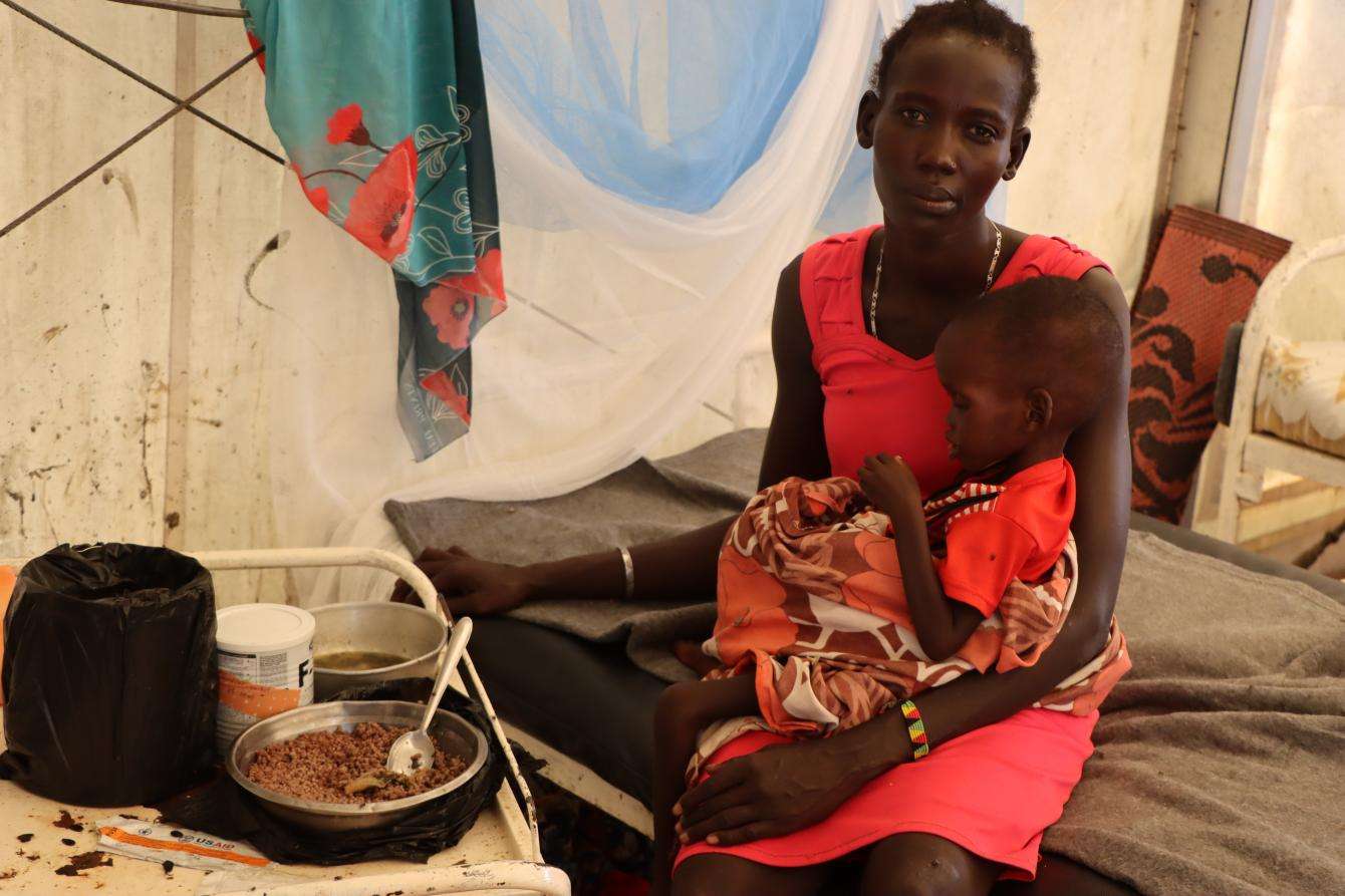 A child receives treatment for malaria and malnutrition in Old Fangak, South Sudan.