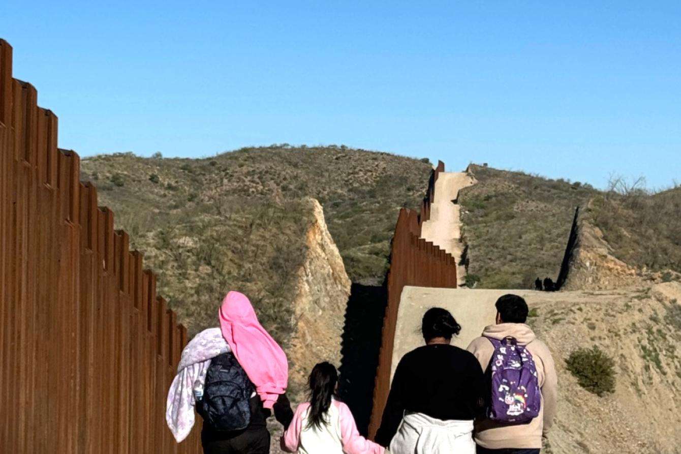 Migrants at the southern US border with Mexico.