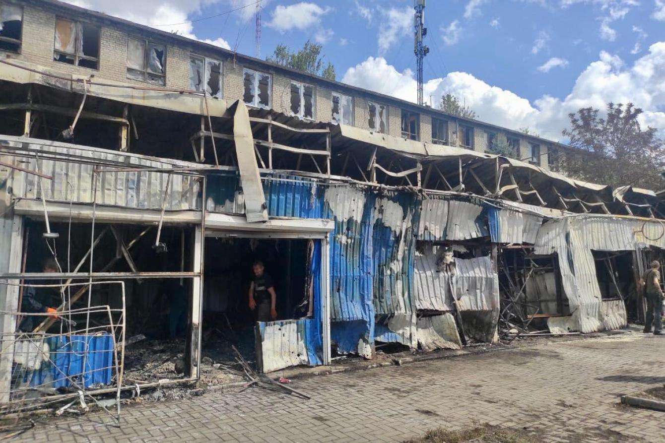 Market in Kostiantynivka damaged from missile attacked