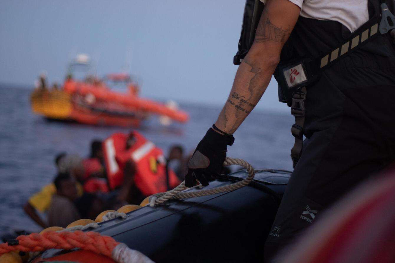 MSF teams conduct a rescue operation in the Mediterranean Sea