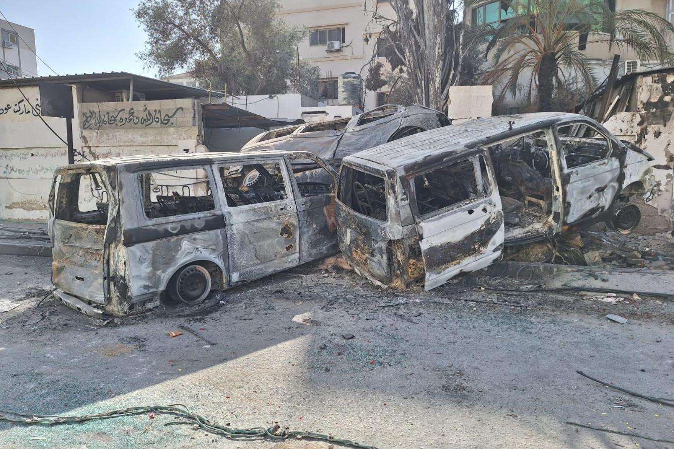 Destroyed MSF vehicles in Gaza