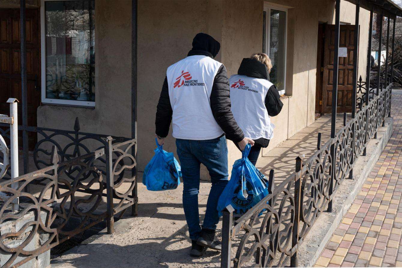 The MSF team delivers food to families in Zhytomyr region, Ukraine.
