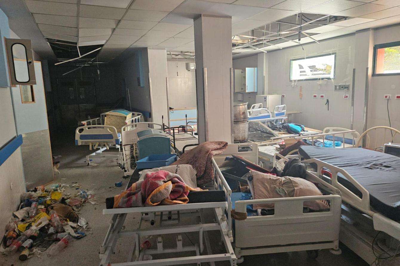 Destruction inside Nasser Hospital in Gaza on March 13, 2024.