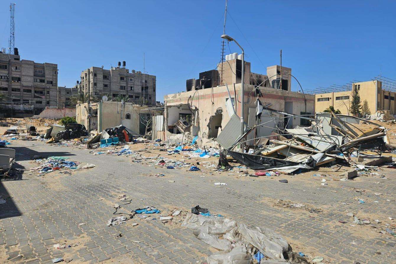 Destruction outside Nasser Hospital in Gaza on March 13.