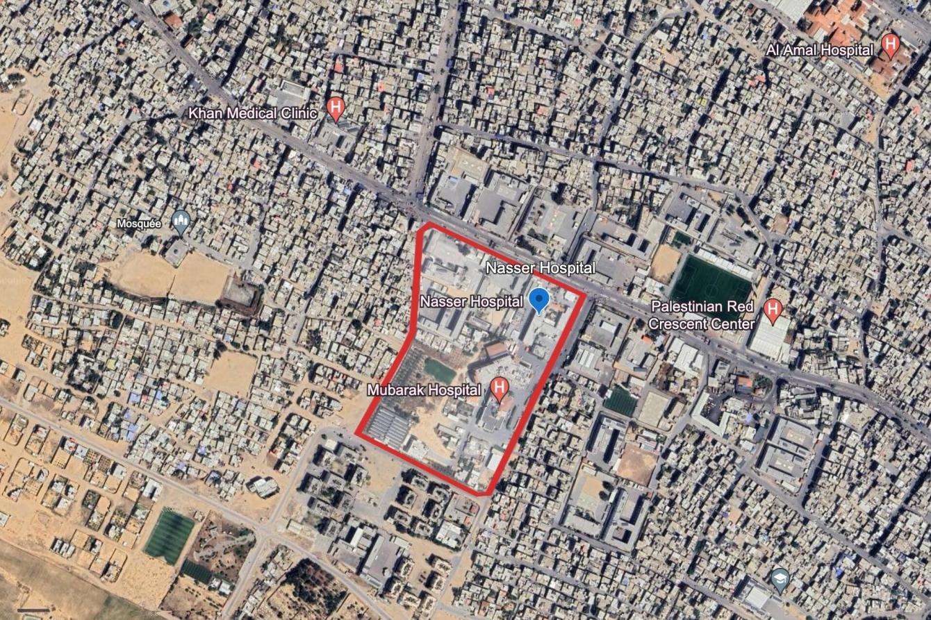 Google Earth map of Nasser Hospital.