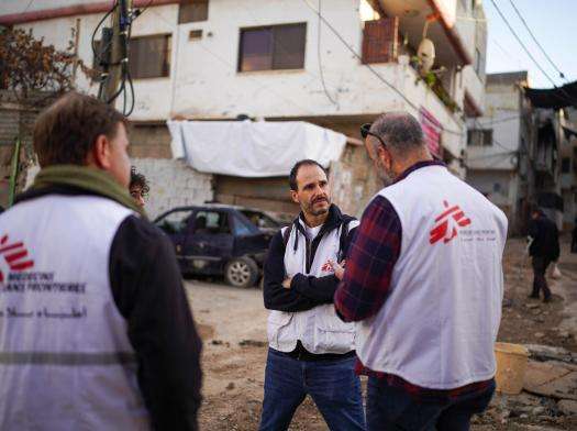 Christos Christou meets with MSF teams in Jenin, West Bank.