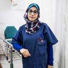 MSF physiotherapist Sabrine Wadi in the physiotherapy room at Al Awda Hospital, northern Gaza.