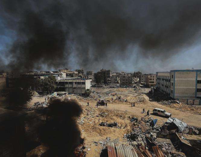 Destruction in Khan Younis, Gaza.