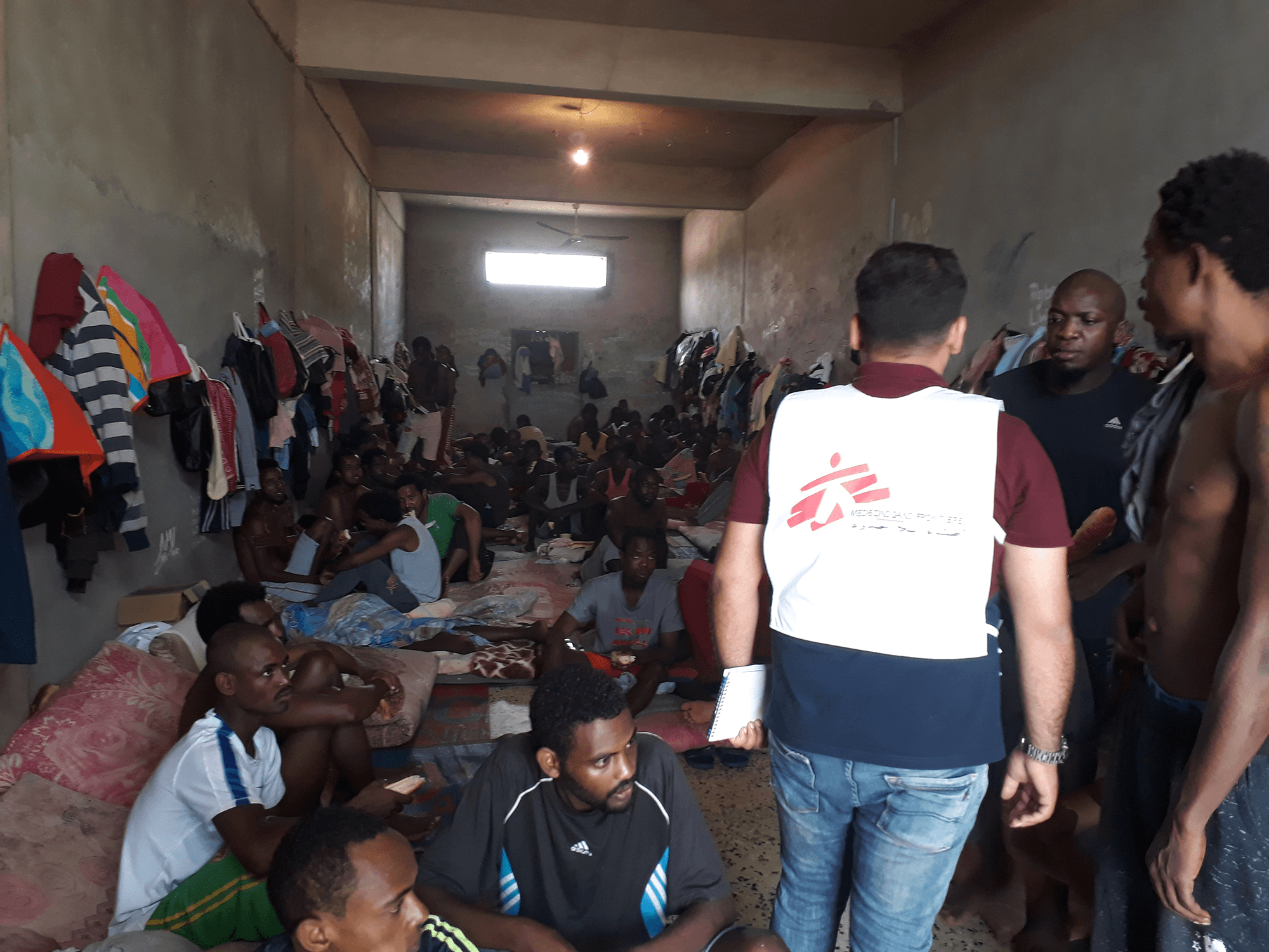 An MSF team member inside a detention center in Libya.