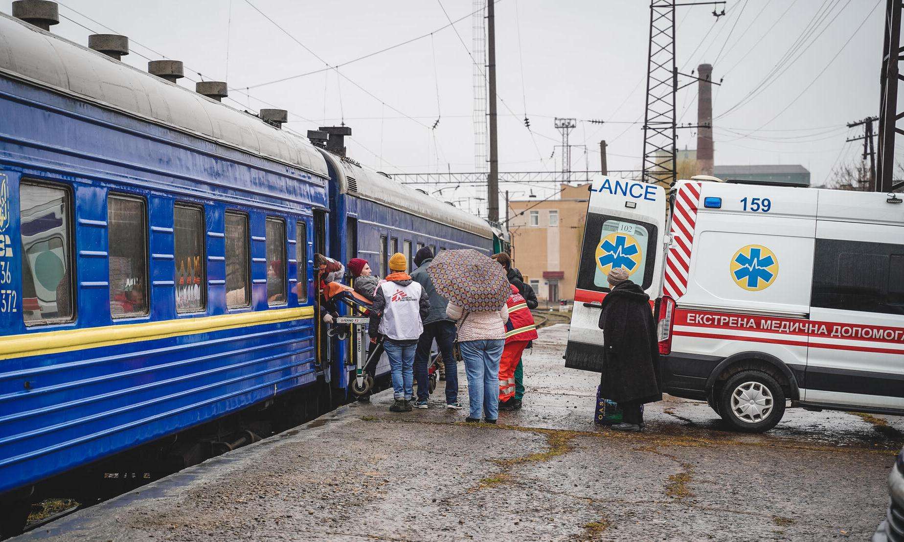 MSF's first medical referral train arrives in Lviv, Ukraine, on Friday, April 1 2022.