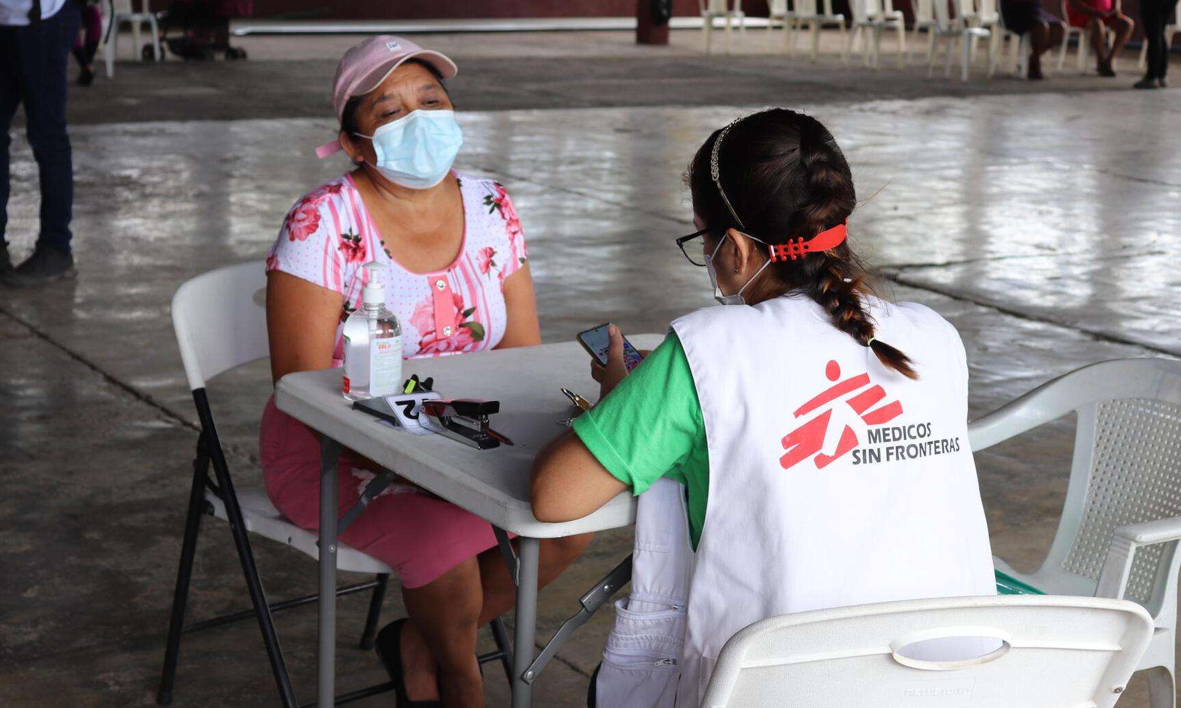 MSF staff meet a patient with chronic kidney disease in Guatemala