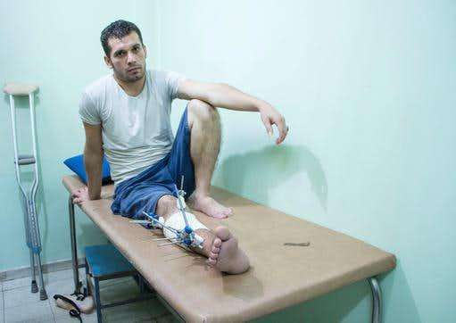 Mohammed, 28, was shot during the "Great March of Return" demonstrations in Gaza.