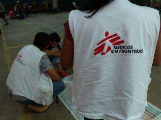 migrants and MSF in shelter in Tenosique 