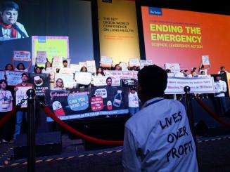 MSF protest at 50th Union World Conference on Lung Health