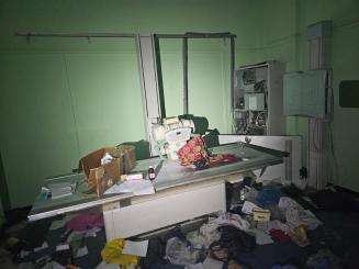 Desk in a ransacked room at Nasser Hospital in Gaza on March 13.