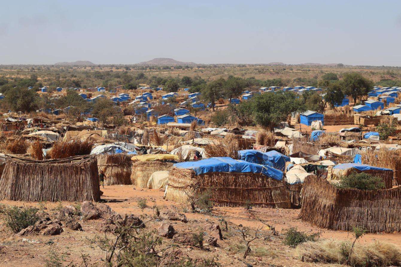 Shelters housing Sudanese refugees in Ourang camp, Chad