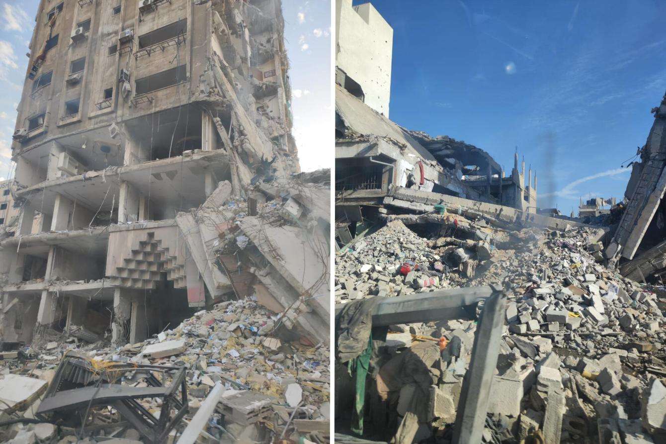 Views of destruction in Gaza on a drive to Al-Shifa Hospital in January.