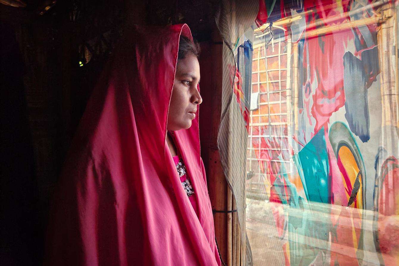 Rohingya refugee Zahida lives alone with her child in one of the camps after her husband abandoned them.