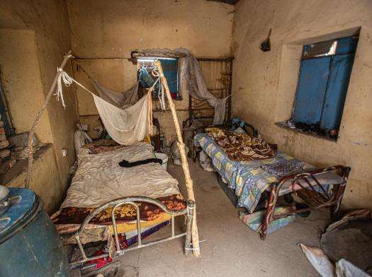 Office room occupied by displaced people in the University of Zalingei, Central Darfur state, Sudan.