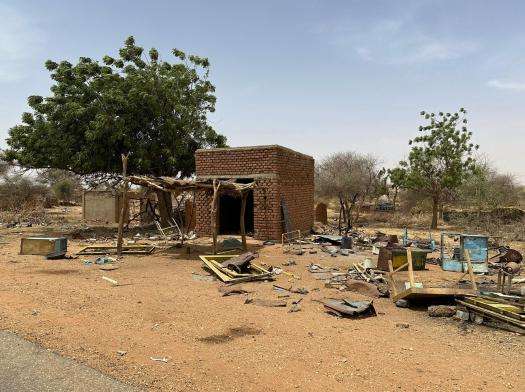 Looted and damaged homes in Central Darfur state, Sudan.