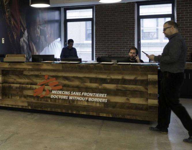 The front desk of the MSF-USA New York office