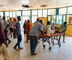 Many patients arrive at Bashair Teaching Hospital in Khartoum in response to the conflict in Sudan.