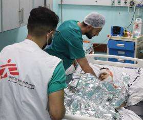 MSF teams treat patients at Al Shifa hospital in Gaza during Israeli bombardment in October 2023